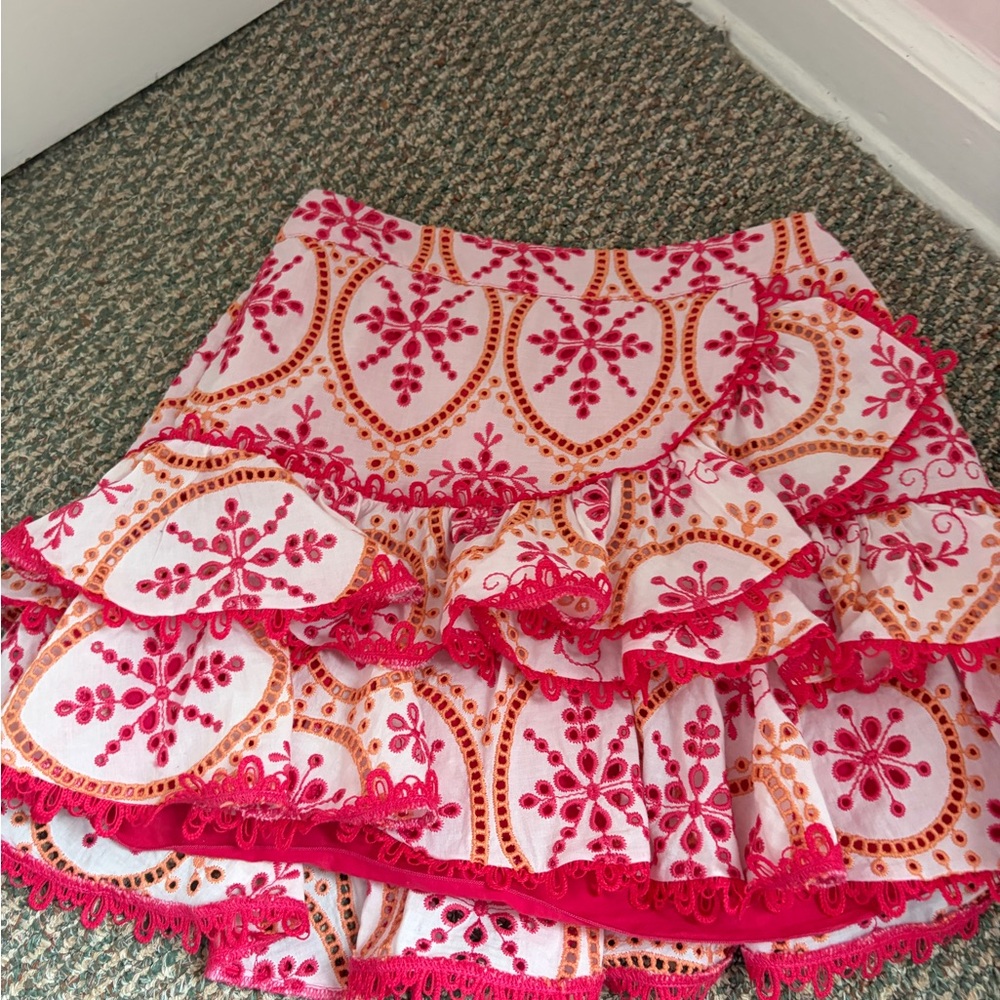 Floral Pink and Orange Women's Skirt